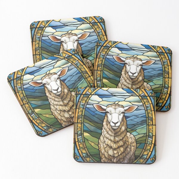 Item preview, Sheep Stained Glass Pastoral Farm Animal designed and sold by pinkal.