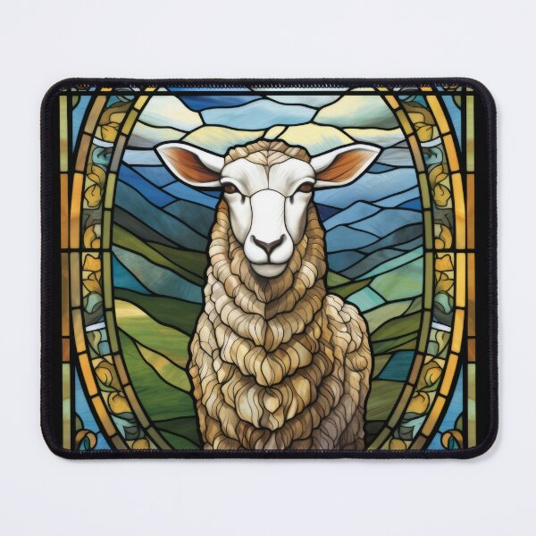 Item preview, Sheep Stained Glass Pastoral Farm Animal designed and sold by pinkal.