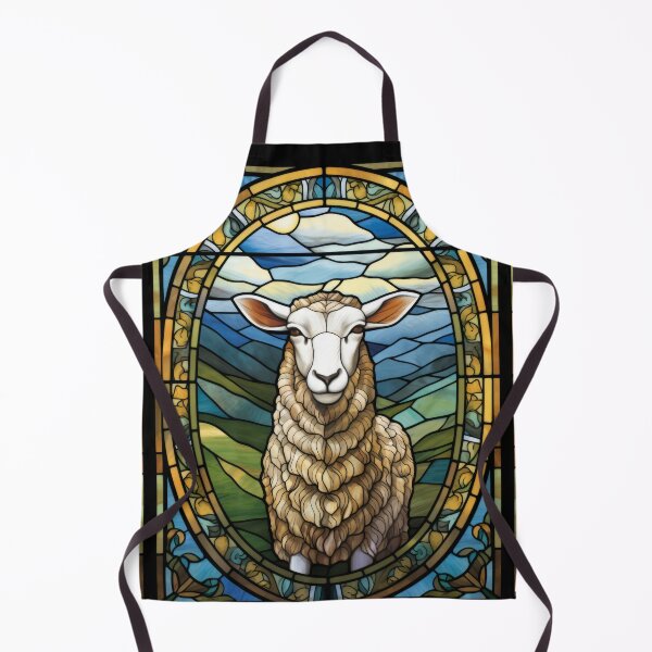Item preview, Sheep Stained Glass Pastoral Farm Animal designed and sold by pinkal.