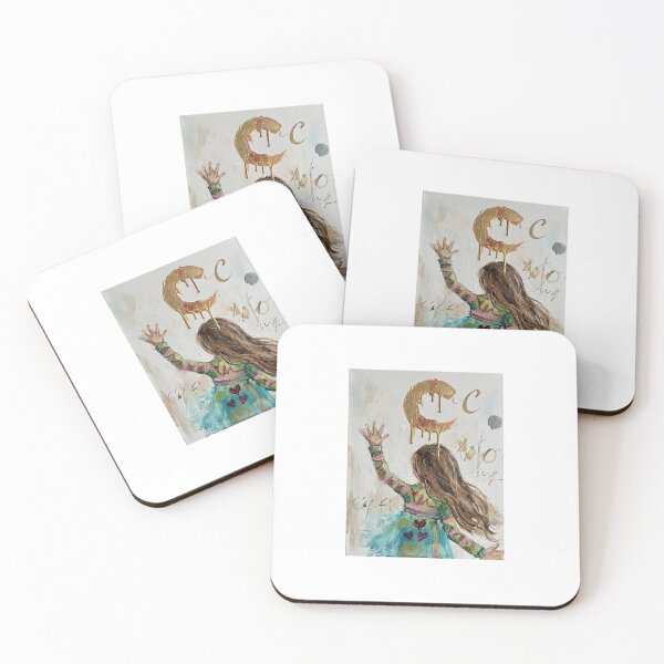 Item preview, Girl Reaching for Golden Moon Painting  designed and sold by SofiaByCruti.