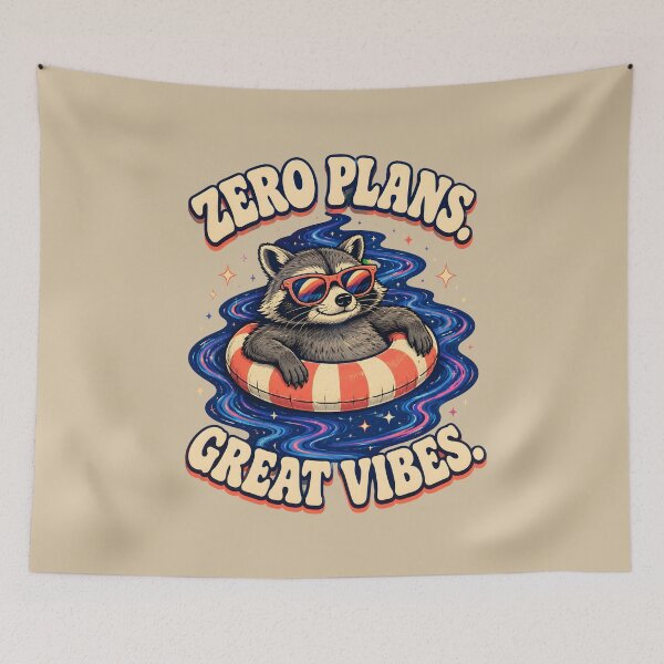 Item preview, Zero Plans, Great Vibes – Chill Raccoon Summer Design designed and sold by VioVibe.