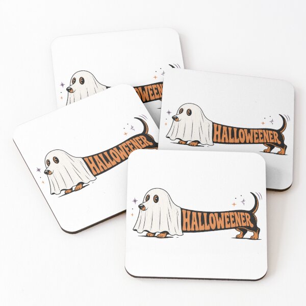Item preview, Halloweener Cute Sausage Dog Ghost Halloween Retro designed and sold by BearLoveDesign.