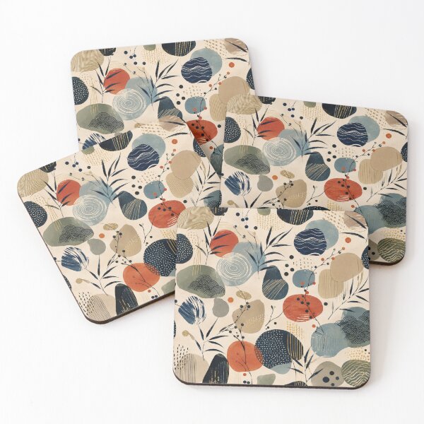 Item preview, Japandi Wabi Sabi Organic Abstract Botanical Pattern designed and sold by QCena.