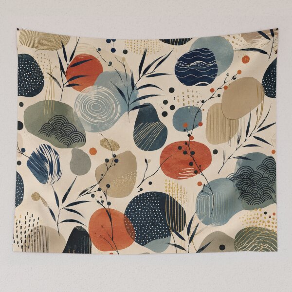 Item preview, Japandi Wabi Sabi Organic Abstract Botanical Pattern designed and sold by QCena.