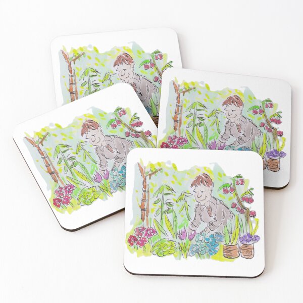 Item preview, Man in a colourful garden designed and sold by Inky Fingers Illustrations.