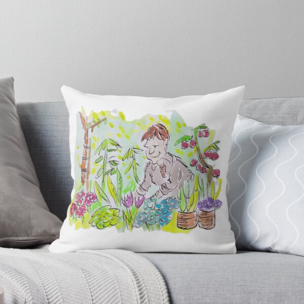 Item preview, Man in a colourful garden designed and sold by Inky Fingers Illustrations.