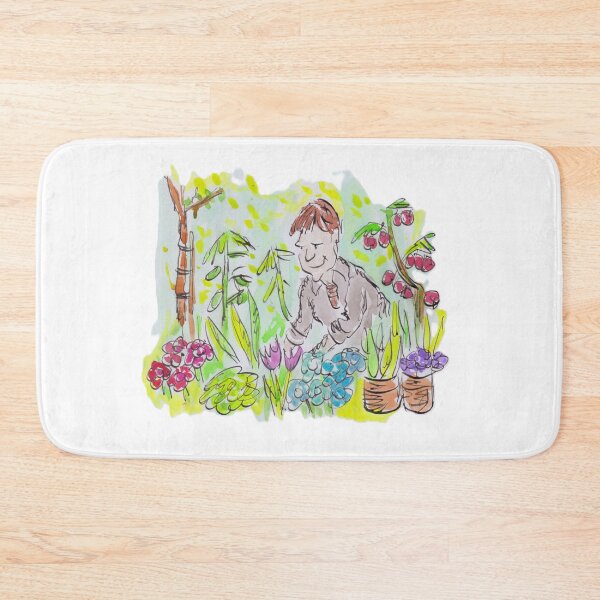 Item preview, Man in a colourful garden designed and sold by Inky Fingers Illustrations.