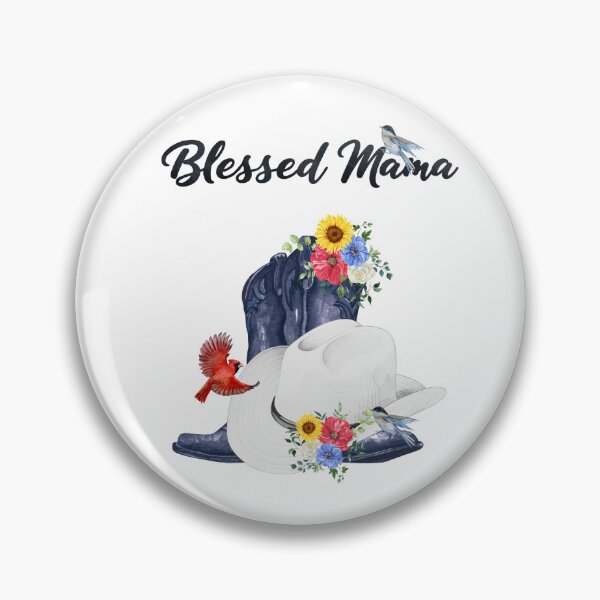 Item preview, Blessed Mama with Cowboy Boots/Hat, Wildflowers & Birds designed and sold by JeweledDesigns.
