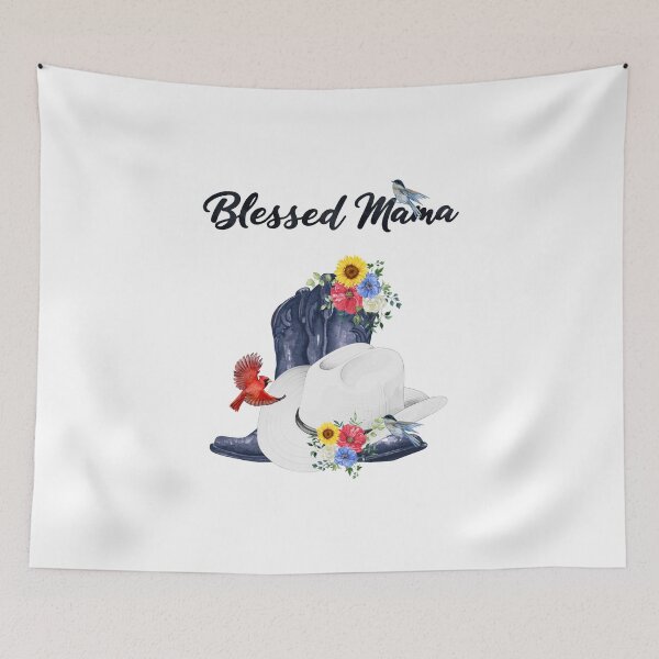 Item preview, Blessed Mama with Cowboy Boots/Hat, Wildflowers & Birds designed and sold by JeweledDesigns.