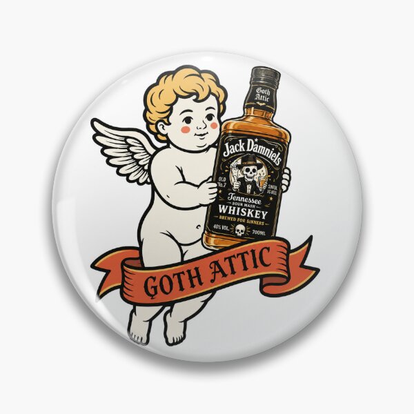 Item preview, Jack Damniels Gothic Cherub | Dark Whiskey Illustration | Goth Attic Vintage Art designed and sold by gothattic.