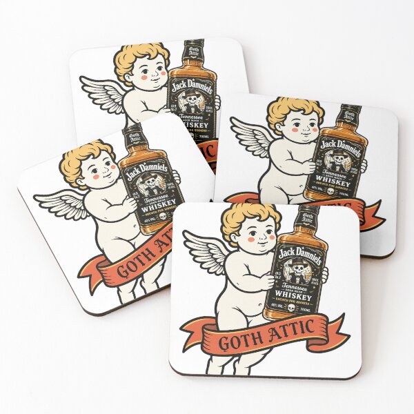 Item preview, Jack Damniels Gothic Cherub | Dark Whiskey Illustration | Goth Attic Vintage Art designed and sold by gothattic.