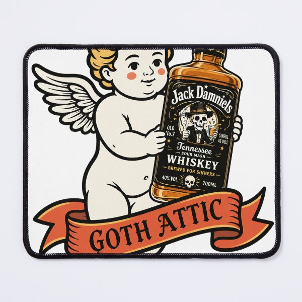 Item preview, Jack Damniels Gothic Cherub | Dark Whiskey Illustration | Goth Attic Vintage Art designed and sold by gothattic.