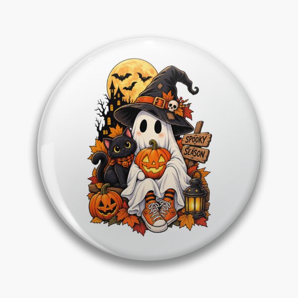 Item preview, Cute Ghost Black Cat Halloween Spooky Season designed and sold by afr-saad.