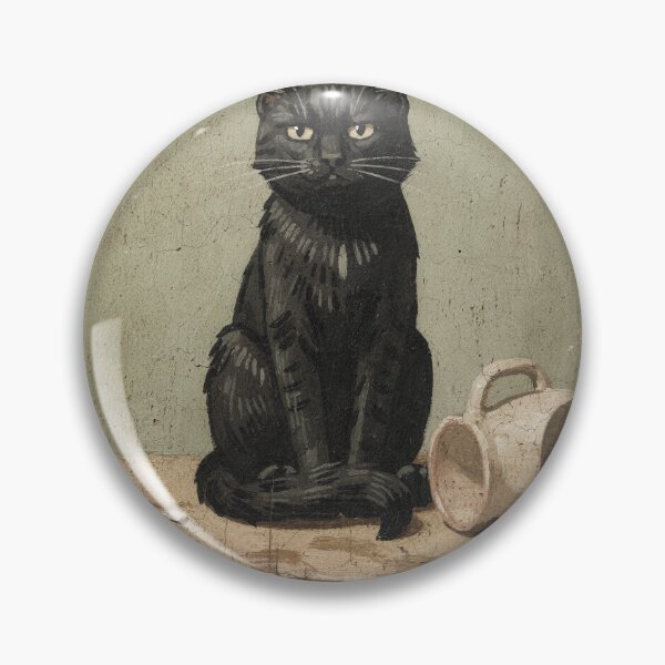 Item preview, Serious Black Cat Denying It Knocked the Mug Off the Table Folk Art designed and sold by PictorialWhimsy.