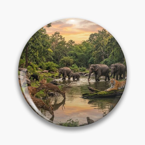 Item preview, Lush Forest Oasis: Wildlife at the Watering Hole designed and sold by Ak-art-shop.