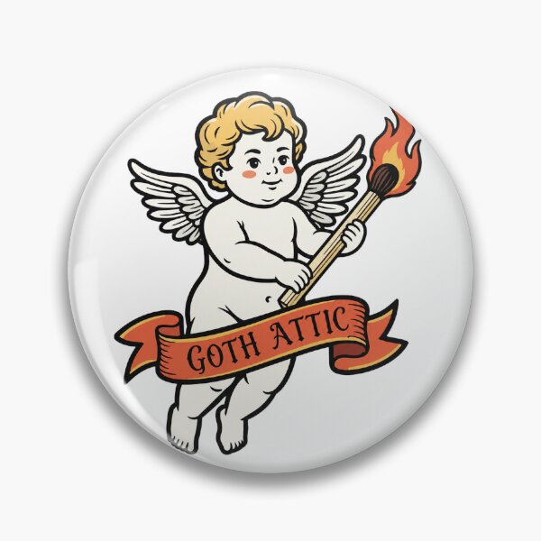 Item preview, Gothic Cherub Match | Dark Angel Fire Illustration | Goth Attic Vintage Art designed and sold by gothattic.