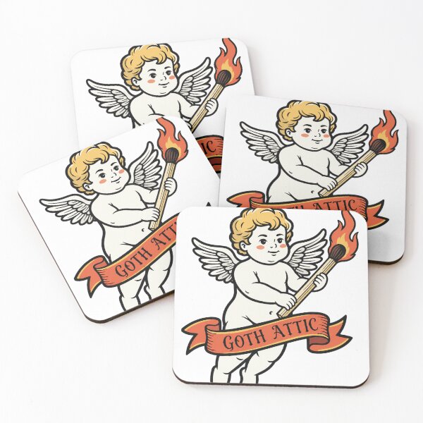 Item preview, Gothic Cherub Match | Dark Angel Fire Illustration | Goth Attic Vintage Art designed and sold by gothattic.