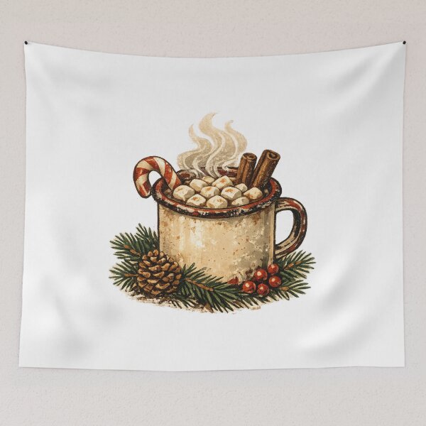 Item preview, Vintage Retro Winter Christmas Holiday Cottagecore Cozy Hot Cocoa Mug Gift designed and sold by Artycom.