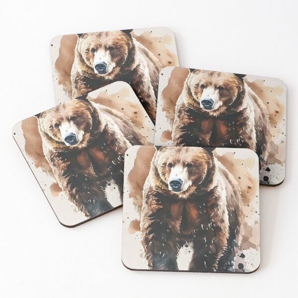 Item preview, Majestic Grizzly Bear Watercolor Portrait designed and sold by tamararasnowi.