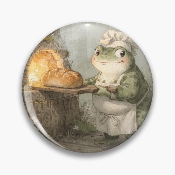 Item preview, Toad Baker Proudly Pulling Acorn Bread From a Stump Oven Cottagecore Art designed and sold by PictorialWhimsy.