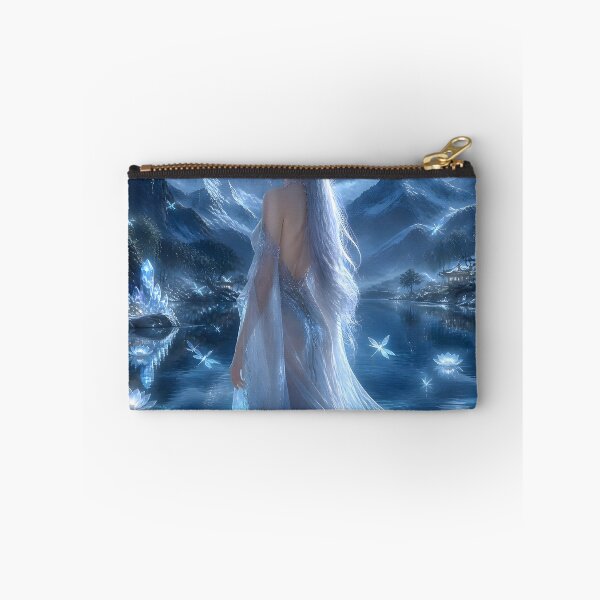 Item preview, Lady of the Crystal Lake Moonlit Fantasy Woman with Glowing Lotus Flower designed and sold by LittleBigGifts.