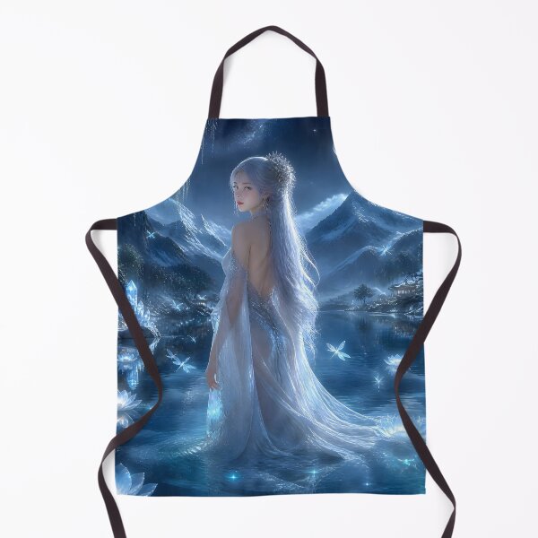 Item preview, Lady of the Crystal Lake Moonlit Fantasy Woman with Glowing Lotus Flower designed and sold by LittleBigGifts.