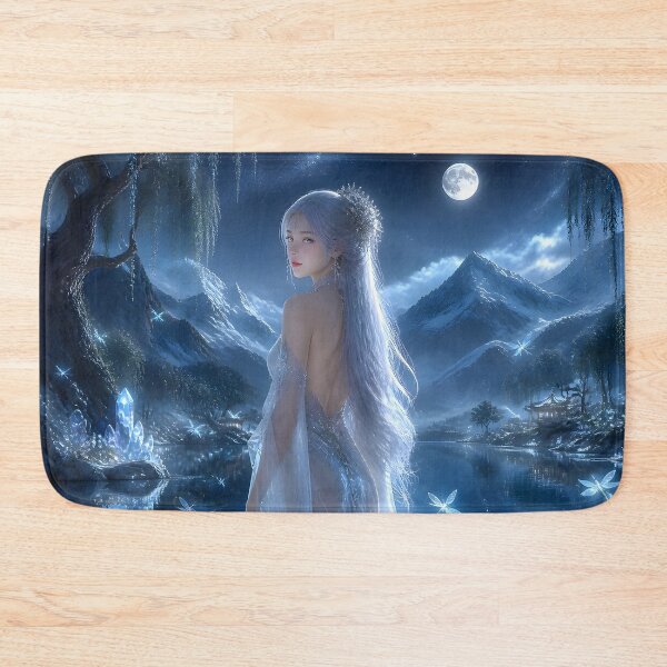 Item preview, Lady of the Crystal Lake Moonlit Fantasy Woman with Glowing Lotus Flower designed and sold by LittleBigGifts.