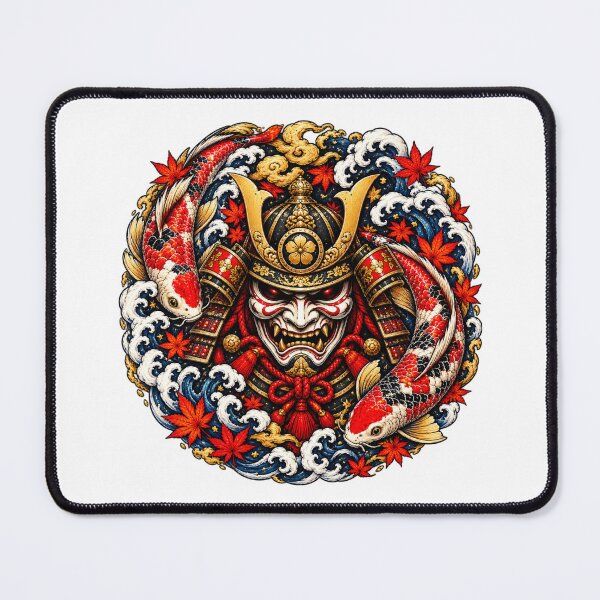 Item preview, Koi Samurai | Japanese Warrior Mask | Waves & Maple Leaves designed and sold by MrDev.