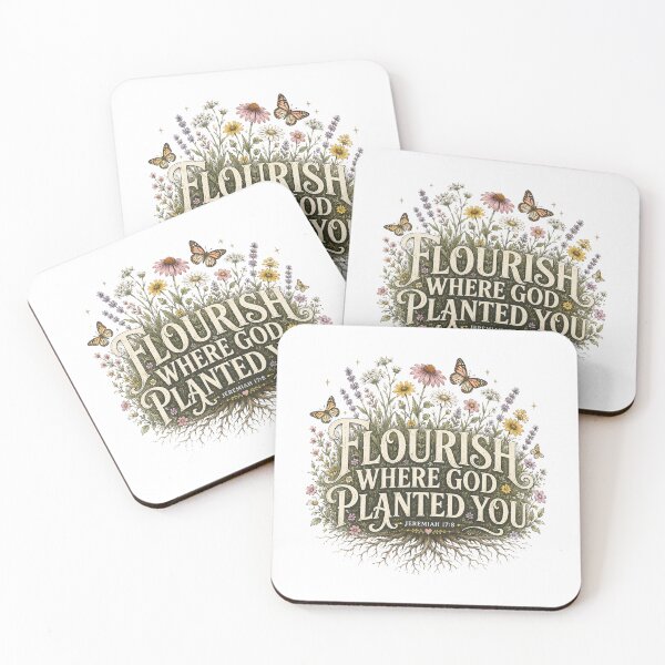 Item preview, Flourish Where God Planted You – Jeremiah 17:8 | Christian Floral Faith Design designed and sold by SoulThread Studio.