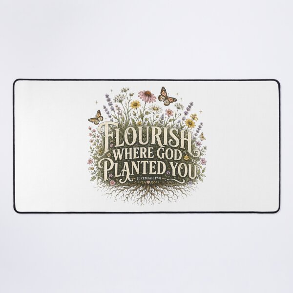 Item preview, Flourish Where God Planted You – Jeremiah 17:8 | Christian Floral Faith Design designed and sold by SoulThread Studio.
