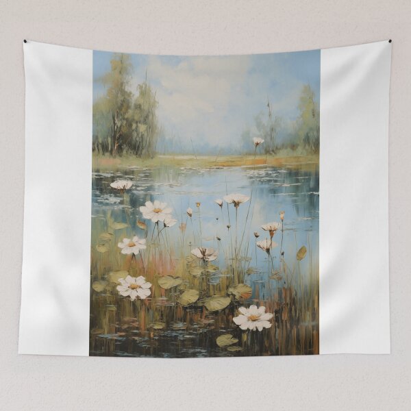 Item preview, Serene Water Lilies Pond Oil Painting designed and sold by tamararasnowi.