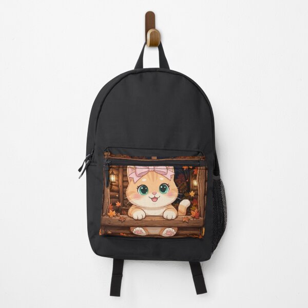Item preview, Cute Fall Window Cat Cabin Autumn Cozy Leaves Night designed and sold by Moody Vibes Studio.