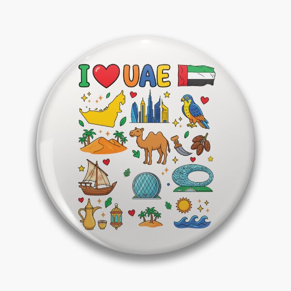 Item preview, I Love UAE Cute Cultural Doodles & Iconic Landmarks أنا أحب الإمارات - توثيق فني لأبرز المعالم الحديثة والتراثية designed and sold by mashmosh.