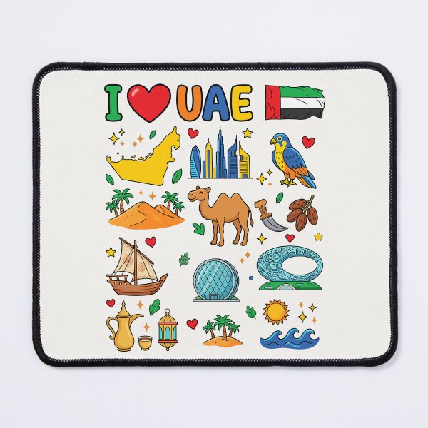 Item preview, I Love UAE Cute Cultural Doodles & Iconic Landmarks أنا أحب الإمارات - توثيق فني لأبرز المعالم الحديثة والتراثية designed and sold by mashmosh.