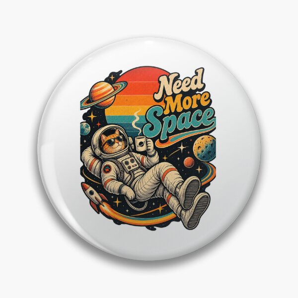 Item preview, Need More Space Retro Cat Astronaut Coffee – 1970s Vintage Cosmic Humor Design designed and sold by LuxeBuzz.