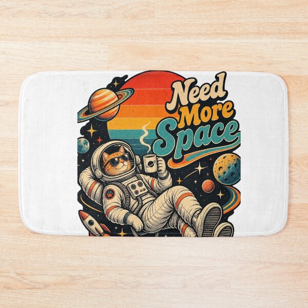 Item preview, Need More Space Retro Cat Astronaut Coffee – 1970s Vintage Cosmic Humor Design designed and sold by LuxeBuzz.