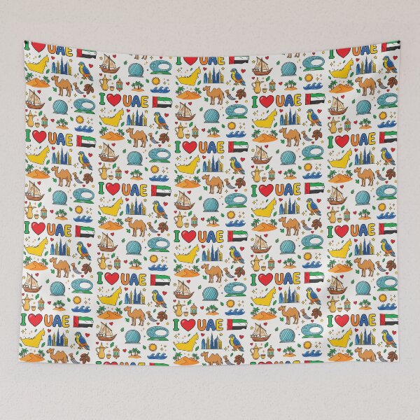 Item preview, I Love UAE Cute Cultural Doodles & Iconic Landmarks أنا أحب الإمارات - توثيق فني لأبرز المعالم الحديثة والتراثية designed and sold by mashmosh.