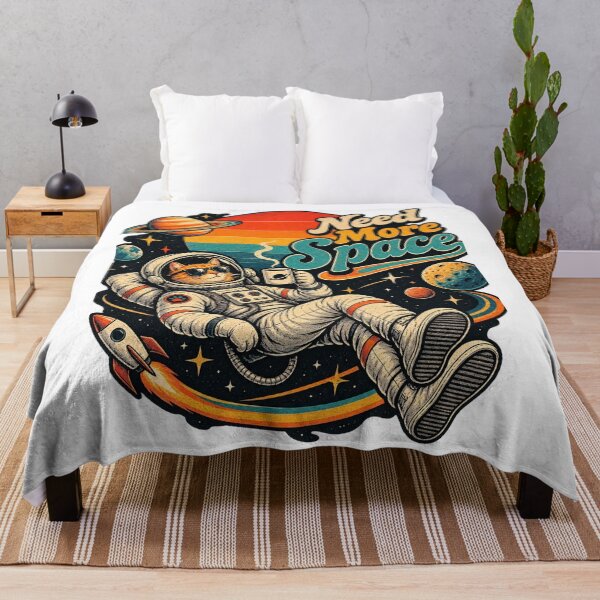 Item preview, Need More Space Retro Cat Astronaut Coffee – 1970s Vintage Cosmic Humor Design designed and sold by LuxeBuzz.