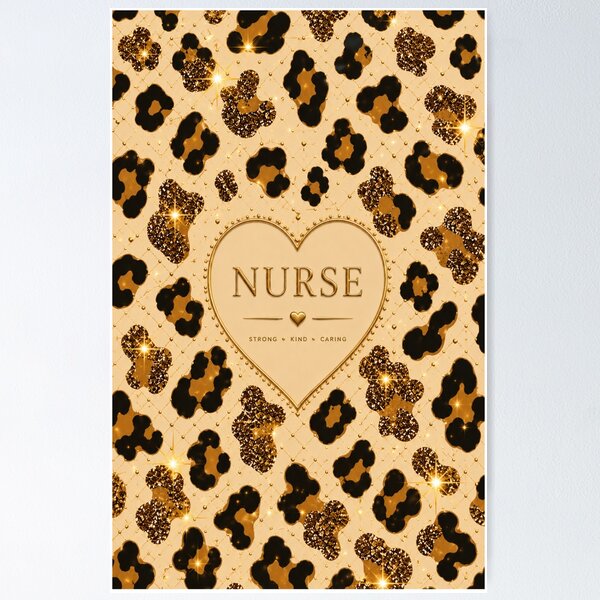 Item preview, Glam Leopard Nurse – Gold & Beige Animal Print designed and sold by HO•Designs.