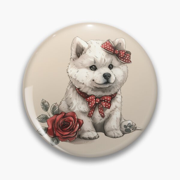Item preview, Samoyed with a Rose and Polka Dot Bows designed and sold by Erika Kaisersot.