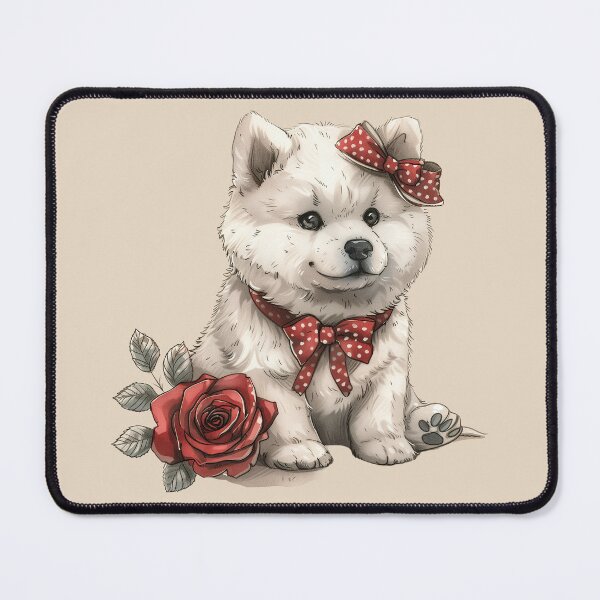 Item preview, Samoyed with a Rose and Polka Dot Bows designed and sold by Erika Kaisersot.