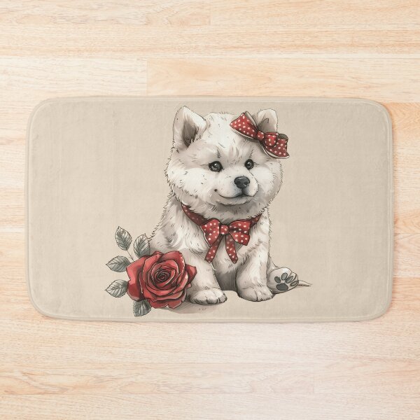Item preview, Samoyed with a Rose and Polka Dot Bows designed and sold by Erika Kaisersot.