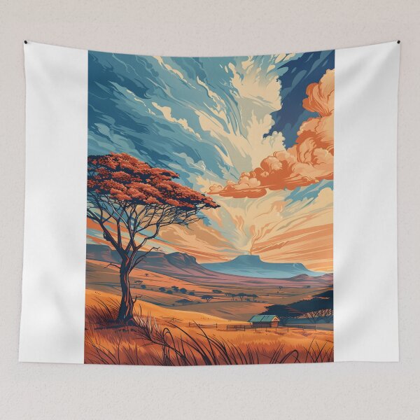 Item preview, Vibrant African Savanna Sunset Illustration designed and sold by tamararasnowi.
