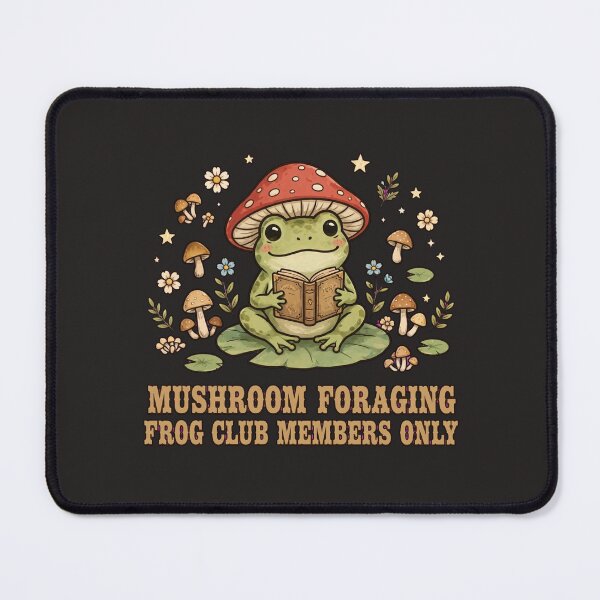 Item preview, Mushroom Foraging Frog Club Members Only - Cute Cottagecore Frog Reading Book designed and sold by PrettyCrypt.