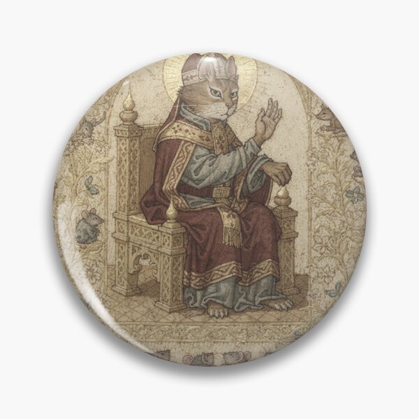 Item preview, Medieval Cat Bishop Blessing a Row of Tiny Mice Manuscript Art designed and sold by PictorialWhimsy.