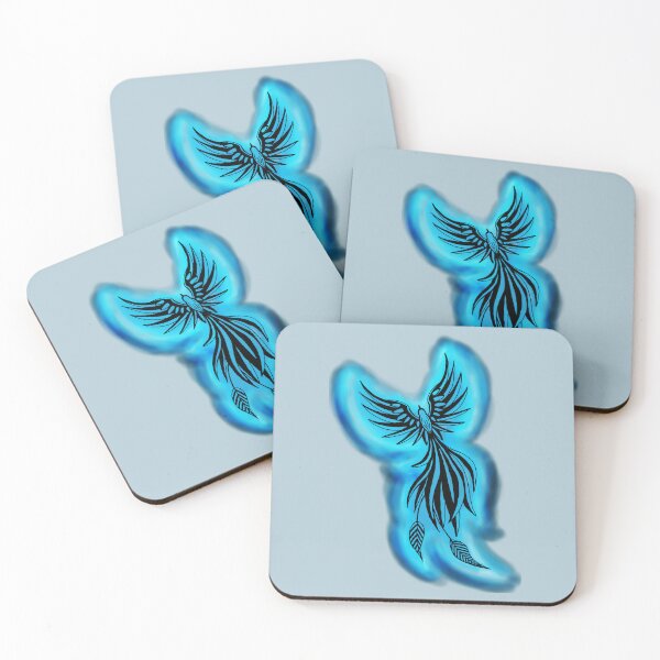 Item preview, Electric Blue Phoenix - Neon Flame Firebird Fantasy Art designed and sold by URSM.