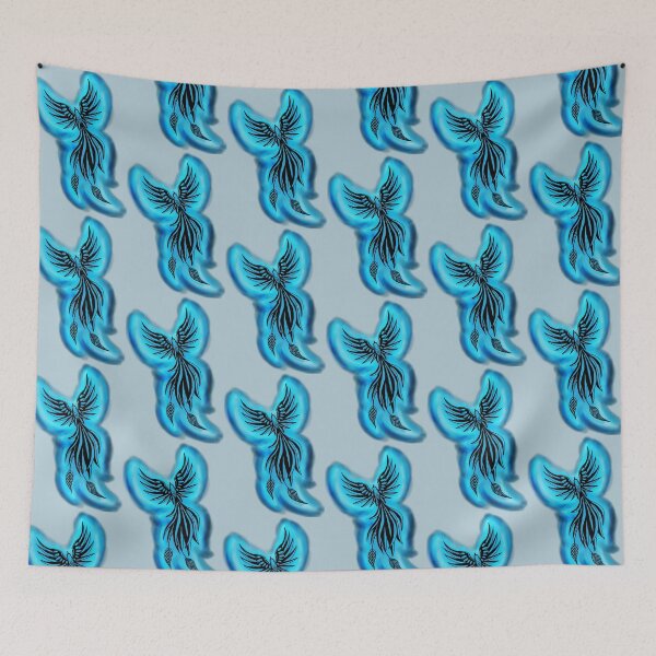 Item preview, Electric Blue Phoenix - Neon Flame Firebird Fantasy Art designed and sold by URSM.