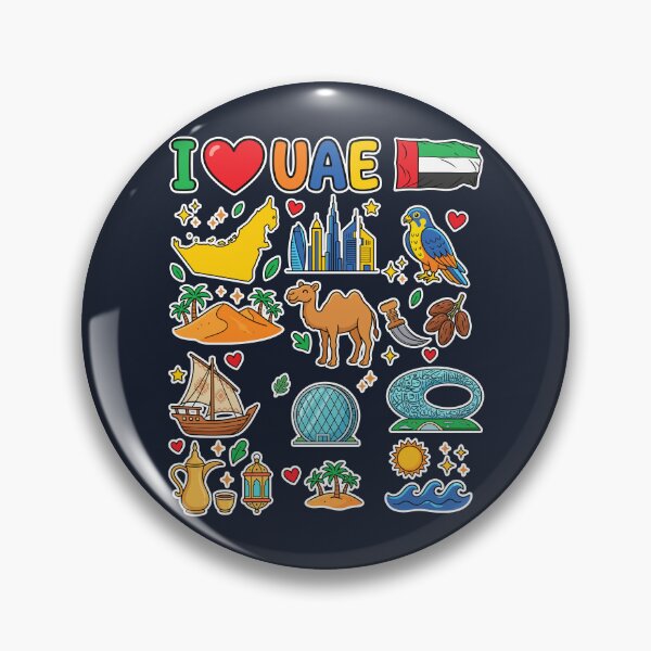Item preview, UAE Landmarks & Modern Dubai Heritage Doodle Collage معالم وتراث دولة الإمارات - رسم كرتوني لطيف designed and sold by mashmosh.