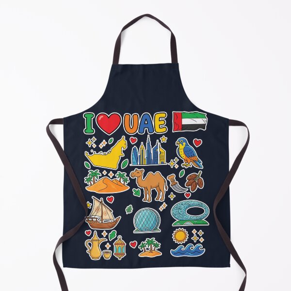 Item preview, UAE Landmarks & Modern Dubai Heritage Doodle Collage معالم وتراث دولة الإمارات - رسم كرتوني لطيف designed and sold by mashmosh.