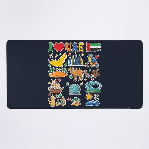 Item preview, UAE Landmarks & Modern Dubai Heritage Doodle Collage معالم وتراث دولة الإمارات - رسم كرتوني لطيف designed and sold by mashmosh.